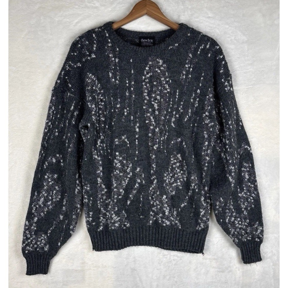 VTG 90s New Era Sweaters Mens L Abstract Knit Pullover USA Made Crewneck Grandpa